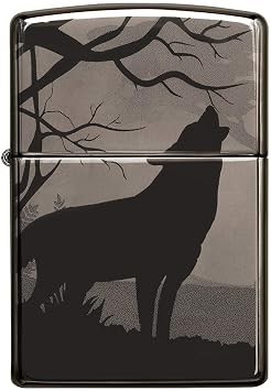 Zippo Howling Wolves 360 Design Black Ice Pocket Lighter