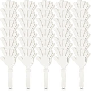 30 Pcs Hand Clappers Noisemakers 7.5 Inch Plastic Party Clappers for Fiesta Birthday Party Supplies Carnival Prize Football Sport Game Accessories Favor (White)