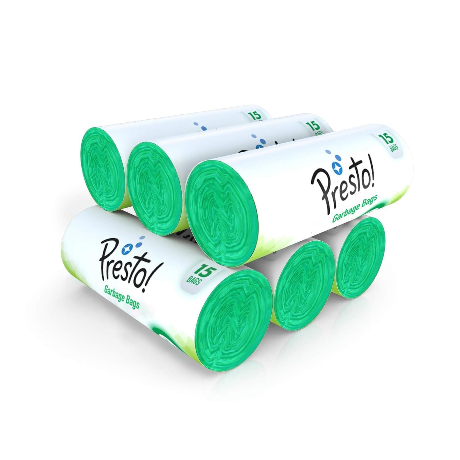 Amazon Brand - Presto! Garbage Bags | Large | 90 Count | 15 Bags X 6 Rolls | 24 X 32 Inches | For Wet Waste | Green discount deal