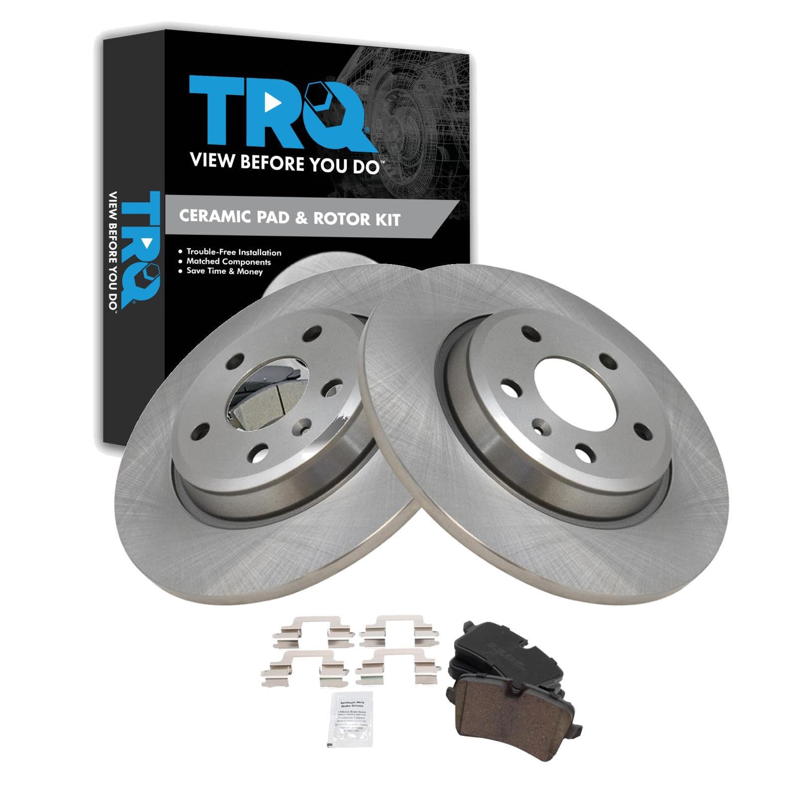 TRQ Rear Brake Pad and Rotor Set Ceramic Compatible with 2012-2013 Audi A6 A7 Quattro 2013 A6 Quattro