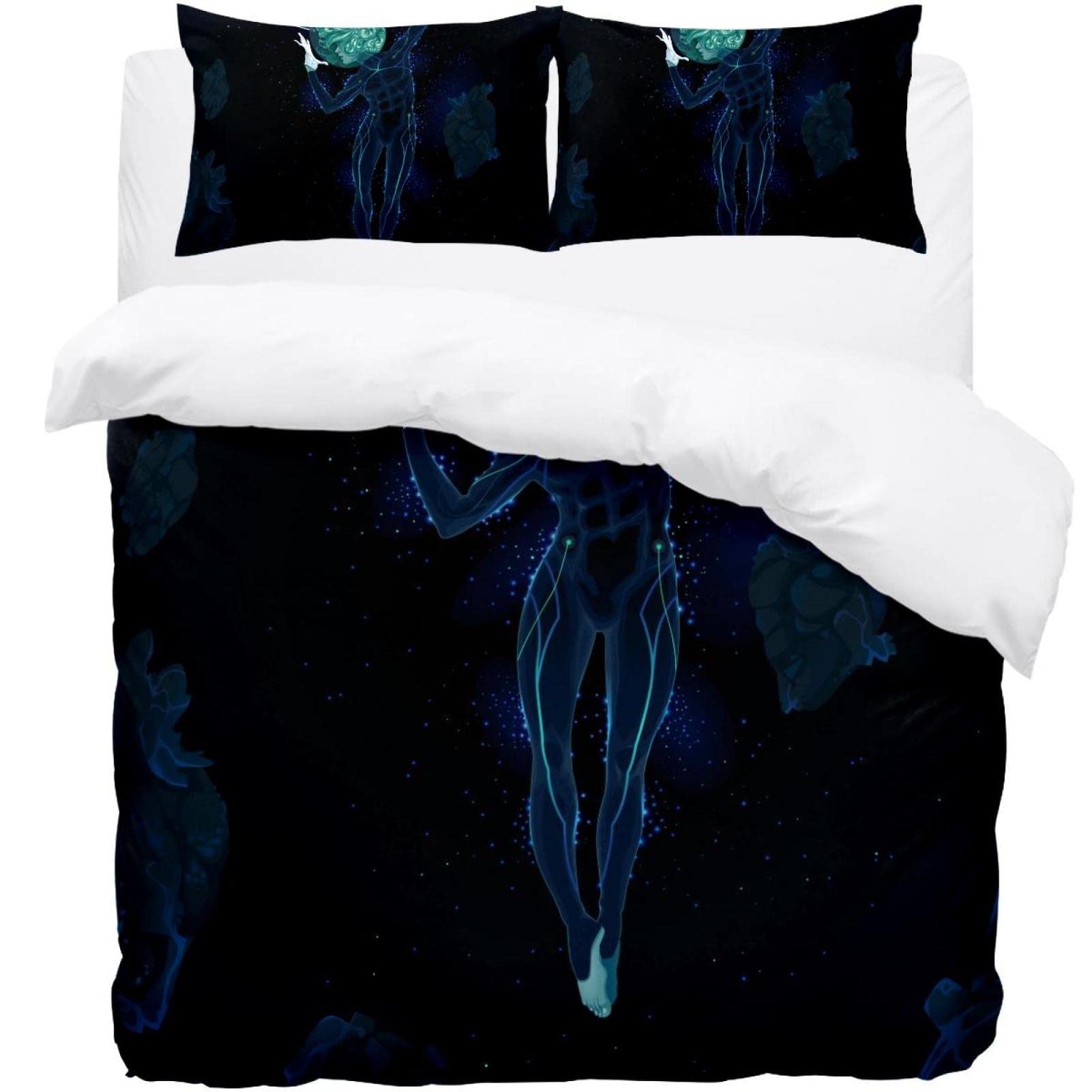 Parure de lit super douce avec housse de couette galaxie microfibre anti-plis