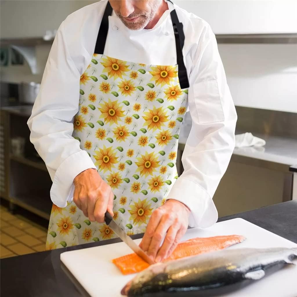 Kitchen Apron Sunflower Nordic Sleeveless Aprons for Woman Adults Children Canvas Home Bib Cooking Cleaning Tools