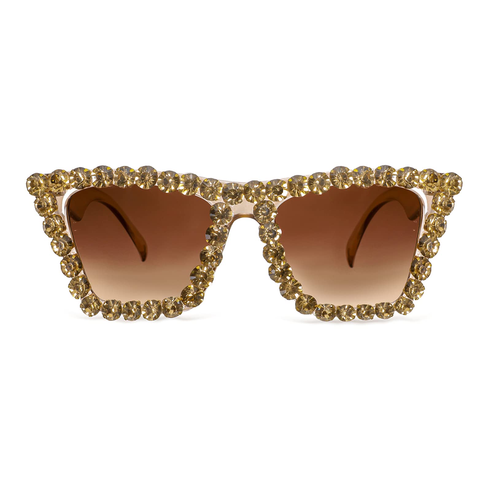 FEISEDY Women Crystal Square Cat Eye Sunglasses Sparkling Trendy Retro Cateye Sunglasses B2898