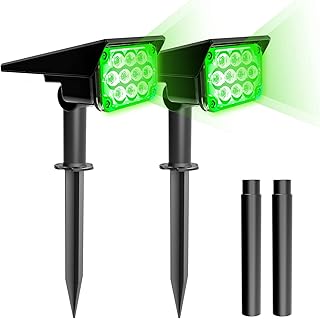 T-SUN 2 Piezas Luces Solares Exteriores, Impermeable IP65 Jardín Lámpara de Camino de Paisaje LED Luz Verde, Iluminación Decorativa Solar Para Porche Patio Césped Pasillo Terraza Camino. (Verde)