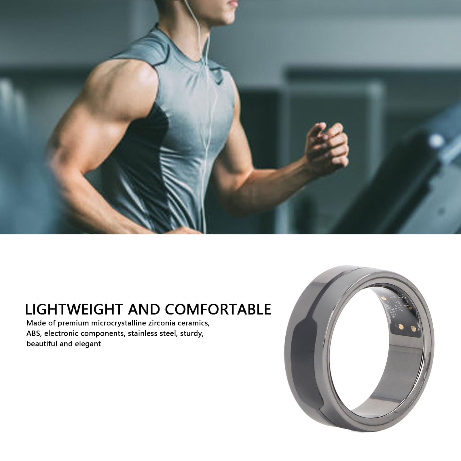Anillo de Salud Inteligente, Sensores Avanzados, Monitoreo del Sueño, Control de Temperatura, Seguimiento del Ciclo Fisiológico, Duración de la Batería de 5 a 7 Días, 6 G, Negro,