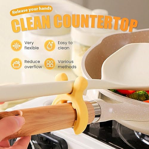 Miniatura 5 de Soporte de espátula de silicona multifunción con mango de olla, soporte antideslizante para cucharas, organizador de estufa, utensilios de cocina,