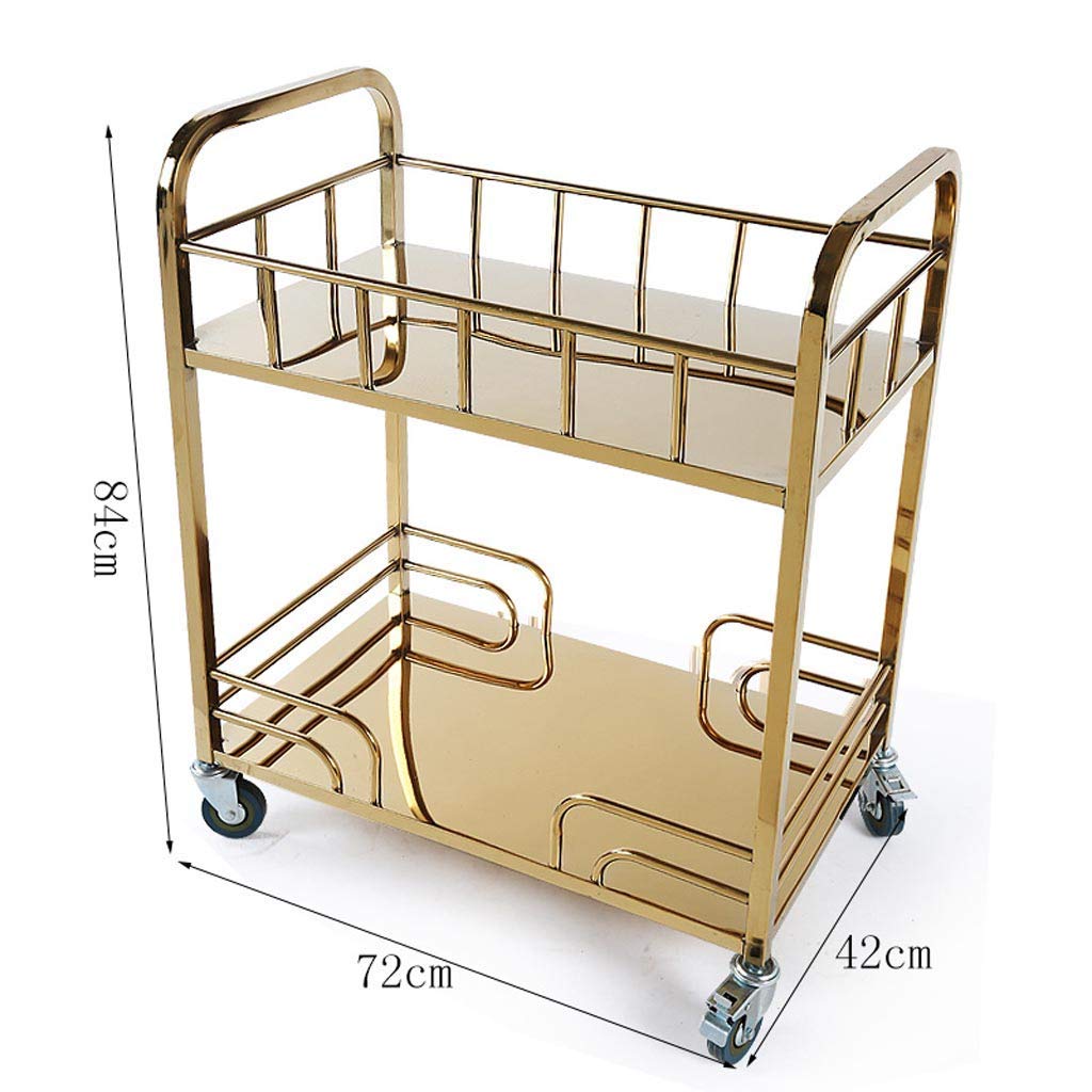 Carrello di servizio resistente in acciaio inox e titanio, elegante carrello per tè e dessert per hotel, ristoranti, ristorazione, facile mobilità, design, uso versatile