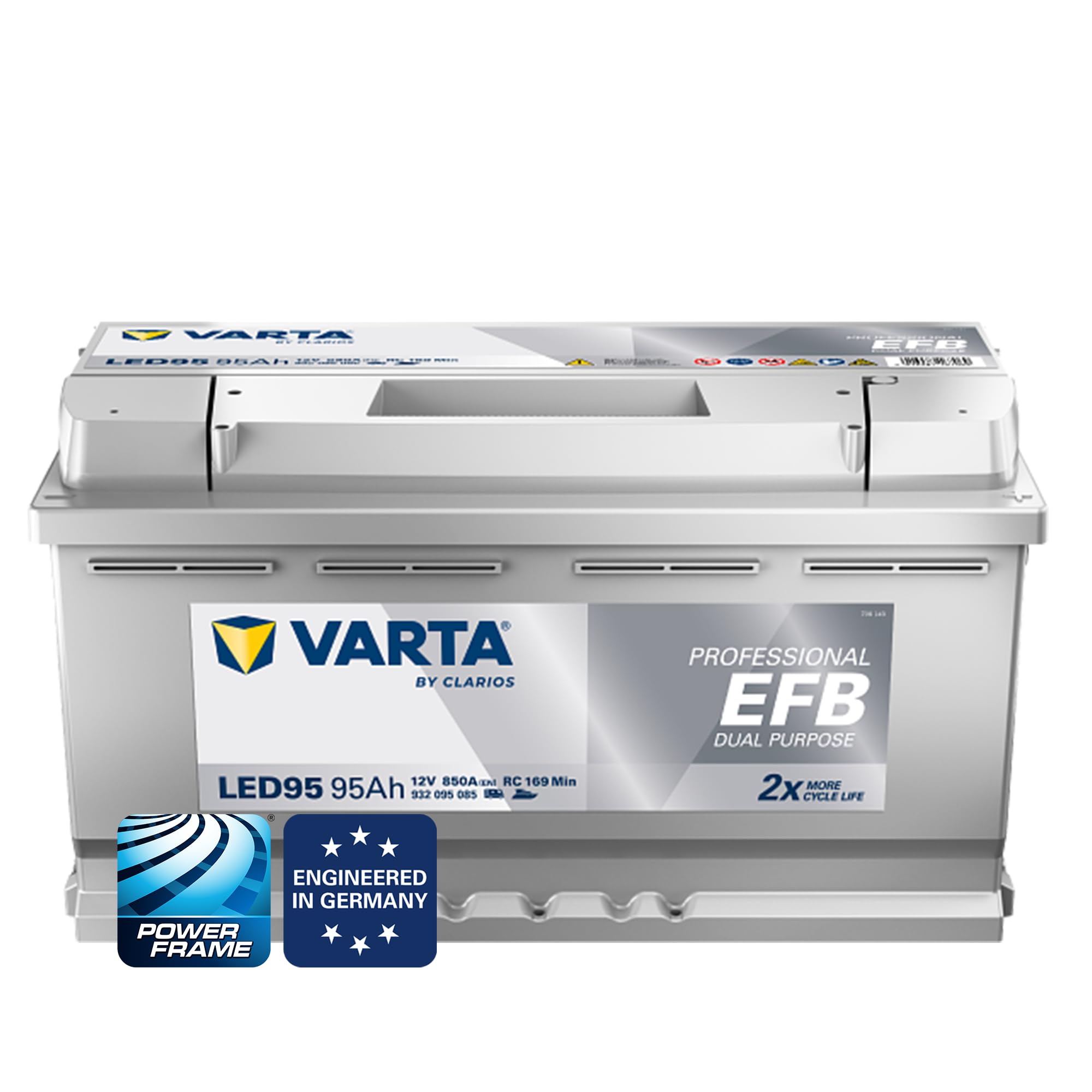 VARTA Professional Dual Purpose EFB (LED95) 12V 95Ah 850A - Nassbatterie für Wohnmobile, wagen & Boote - Resistente Starter- & Versorgerbatterie mittl. Energiebedarf - Bleisäurebatterie wartungsfrei