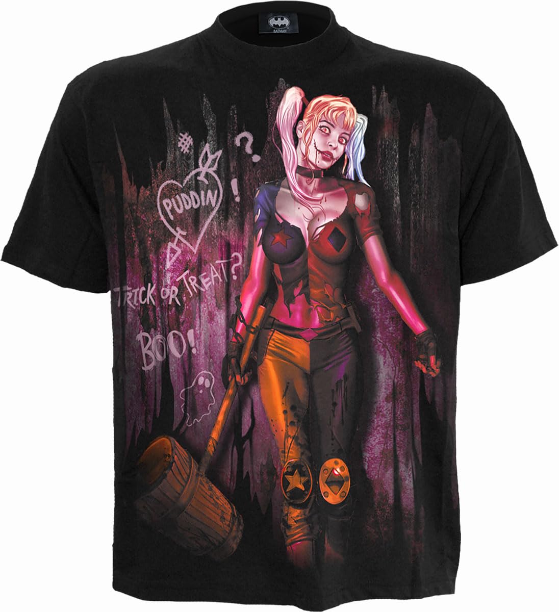 DC Comics - Harley Quinn - Trick Or Treat - Front Print T-Shirt Black - XXL
