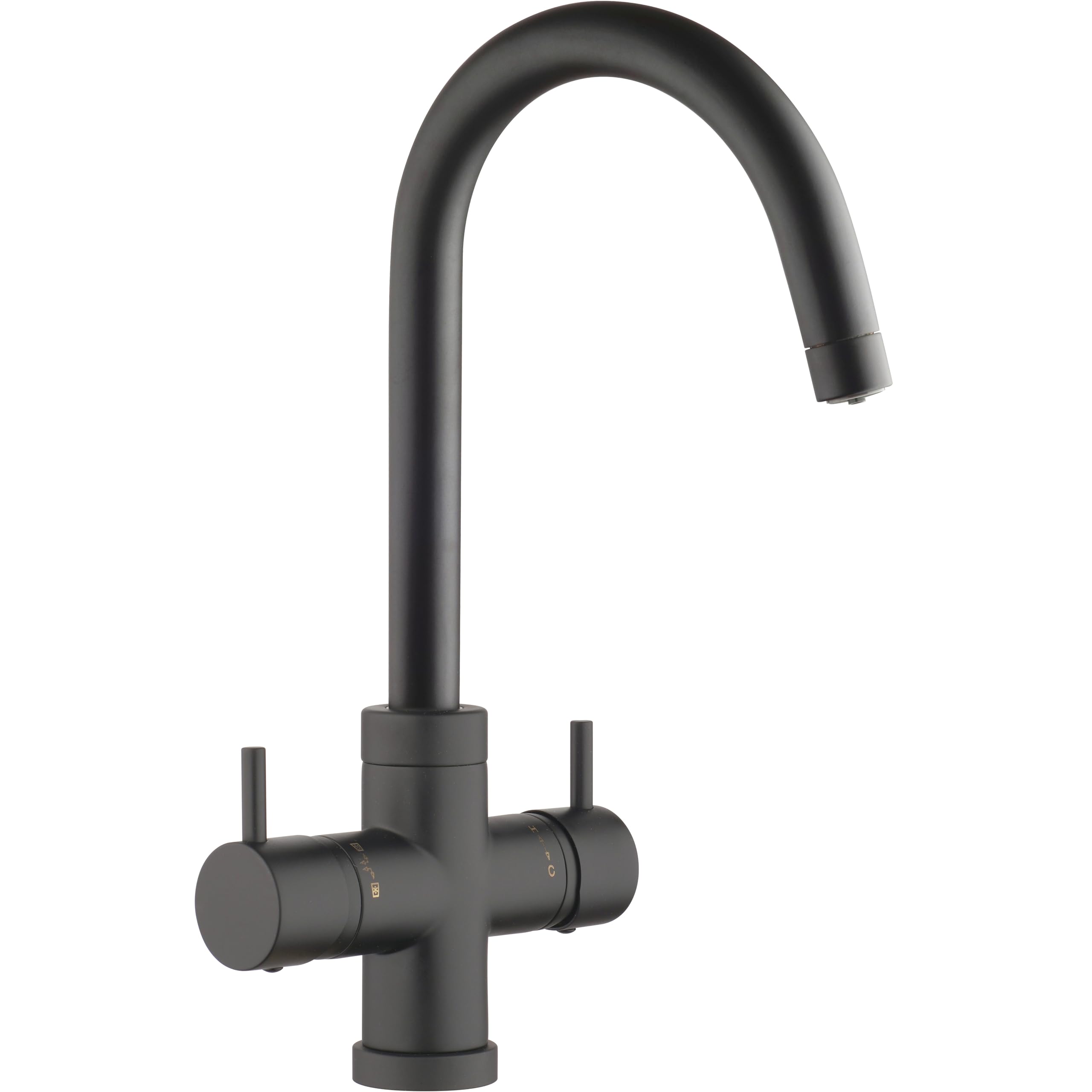 SCHOCK Grifo mezclador Aquapura de 4 vías, negro, doble mando para agua filtrada natural y/o con gas frío, 362 mm de altura | Filtrada natural y/o fría espumosa, 362 mm de altura