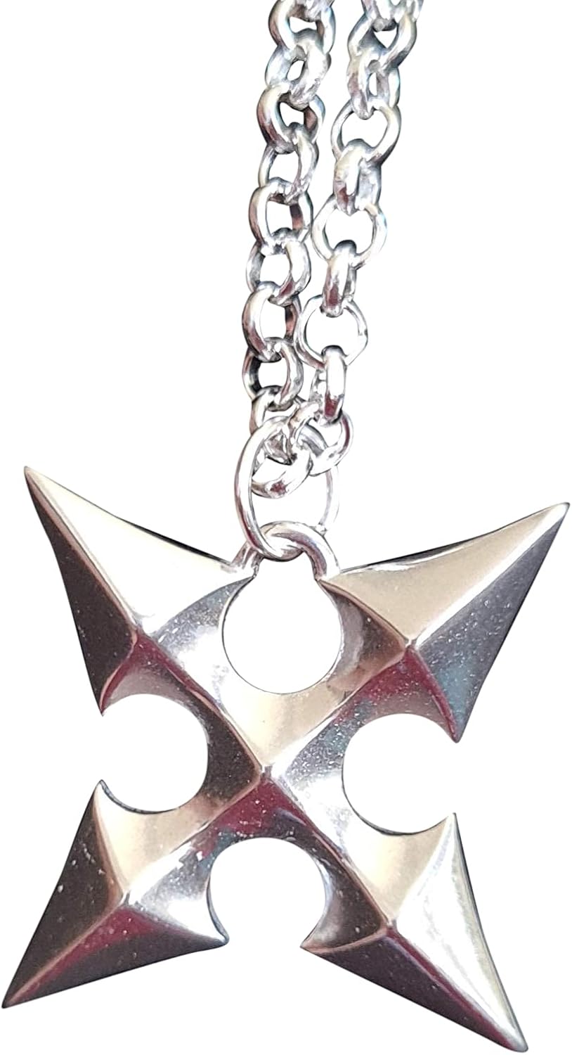 Stainless Steel Two-Sided Kingdom Heart Roxas Cross Necklace Pendant