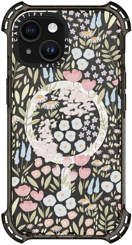 CASETiFY Bounce iPhone 15 Case [6X Military Grade Drop Tested / 21.3ft Drop Protection/Compatible with Magsafe] - Eleanor - Clear Black