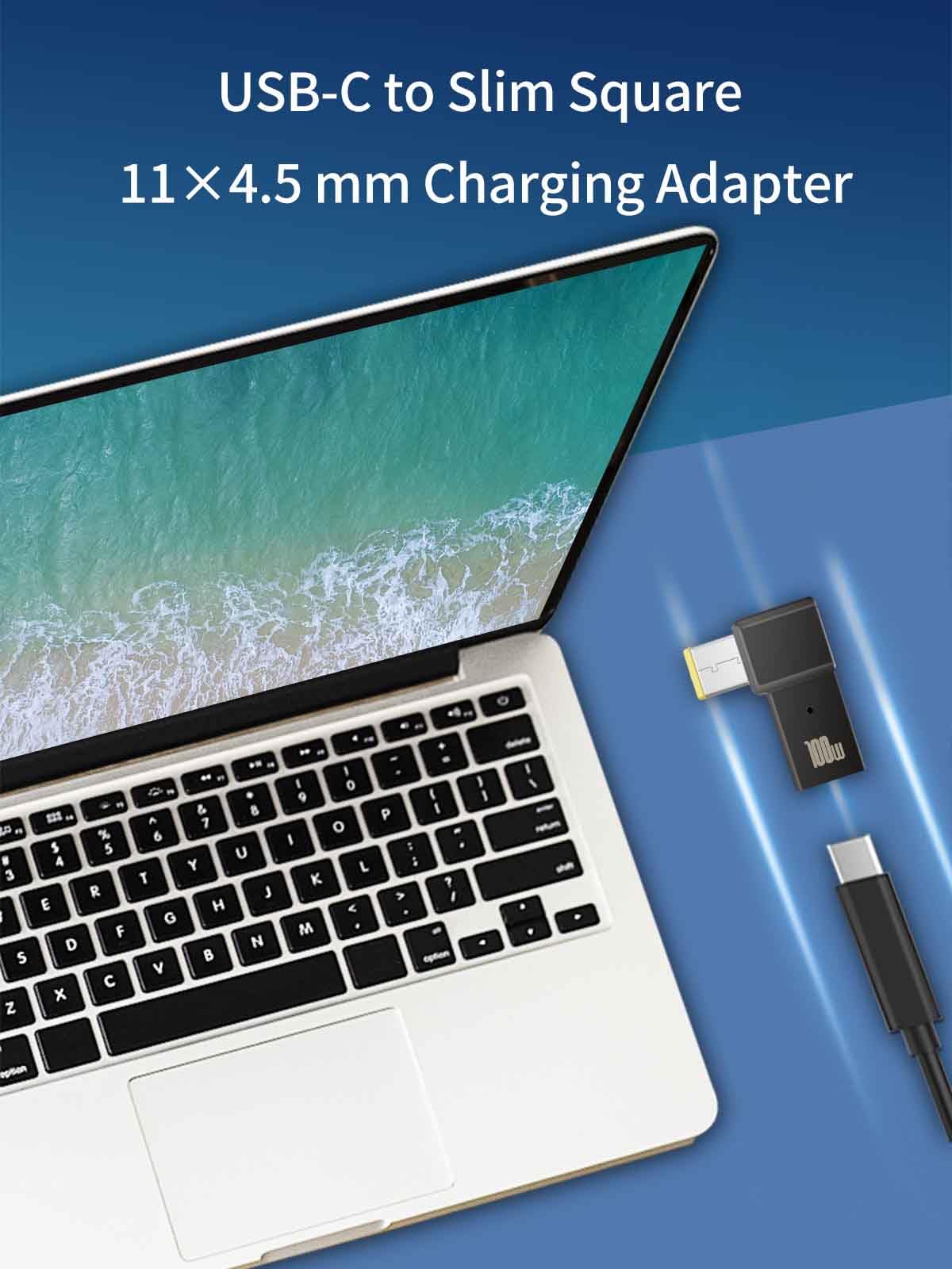 Sisyphy USB C to Slim Tip Charging Cable, Female Type C to Square Converter, DC 11x4.5mm Compatible for Yoga Ideapad Legion T470s T470 T460s T450 T450s ThinkPad X1 Lenovo