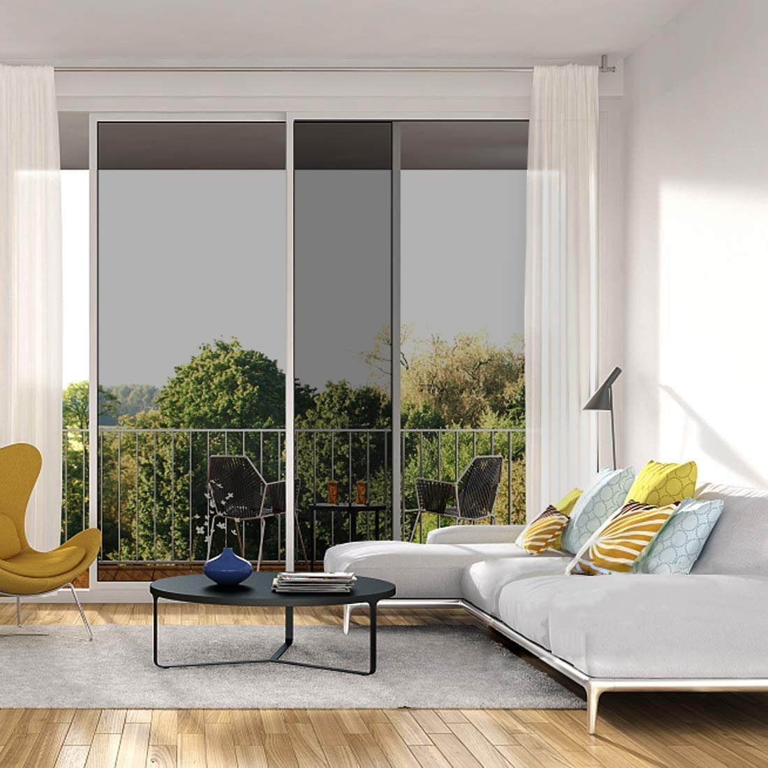 Pellicola Specchio Riflettente per Vetri Finestre Autoadesiva Anti-UV e Controllo del Calore Pellicola Privacy Monodirezionale Adatto per Ufficio Casa (90 * 200cm, Nero-Argento)