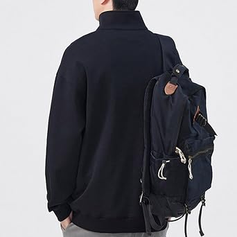 Bhmobp Men's Half-Zip Sweatshirt, Autumn Clothes, American Casual, Long-Sleeve, High-Neck, Pullover, Simple, Stylish, Casual, Soft, Comfortable, Long-Sleeve T-Shirt, Roomwear