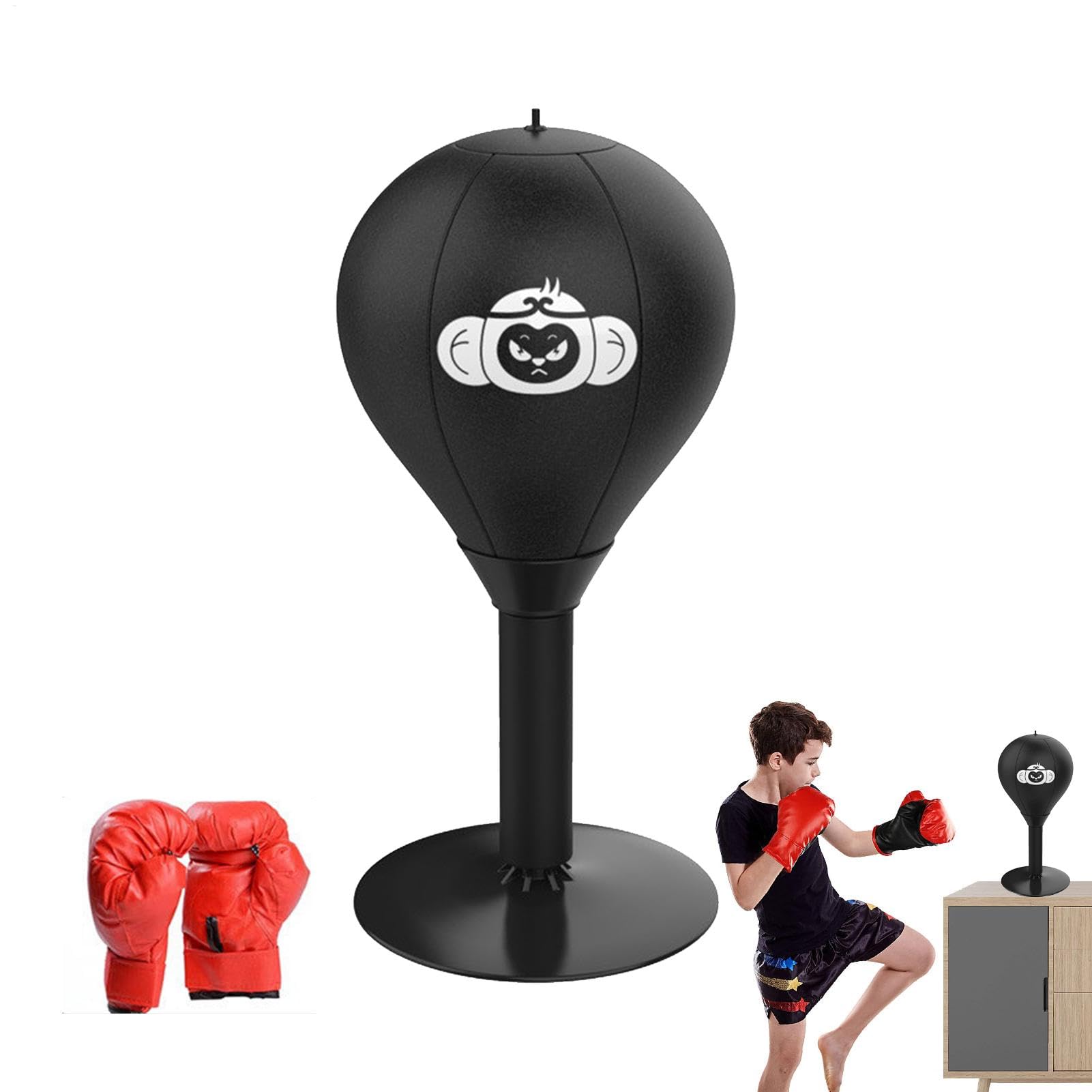 Desktop Punching Bag, Suction Cup Table Boxing Ball, Thickened Heavy Duty Stress Relief Punching Bag, 15.75x6.97 Inches, Versatile Ideal for Home, Office, Workplace