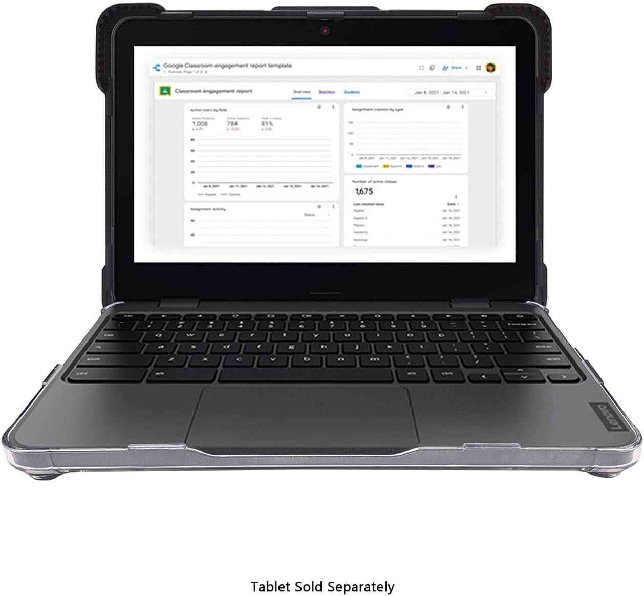 Sahara - Venture Series Pro Shield Case for Lenovo 100E/100W Gen 3 Chromebook 11.6-inch, Shock-Absorbing Corners, Clear/Black, (LT00112)