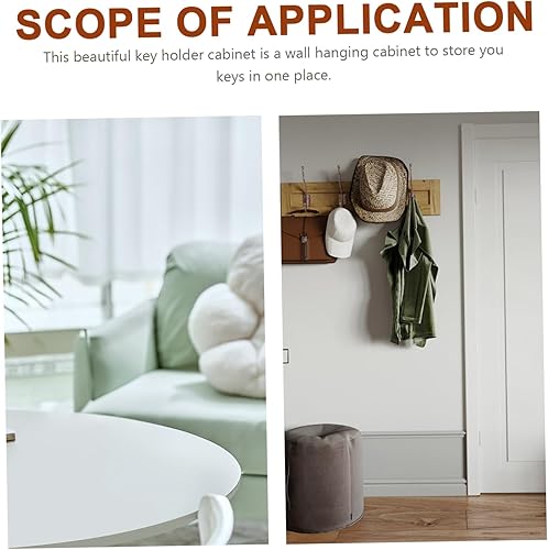 Miniatura 7 de STOBOK Gabinete de madera para llaves montado en la pared con panel para llaves, armario de almacenamiento vintage, caja de almacenamiento para