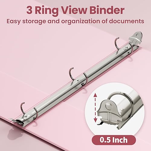 Miniatura 3 de SUNEE - Archivadores de 12 pulgada con 3 argollas, paquete de 4, argollas de media pulgada delgadas con vista transparente, sin PVC (ajuste para