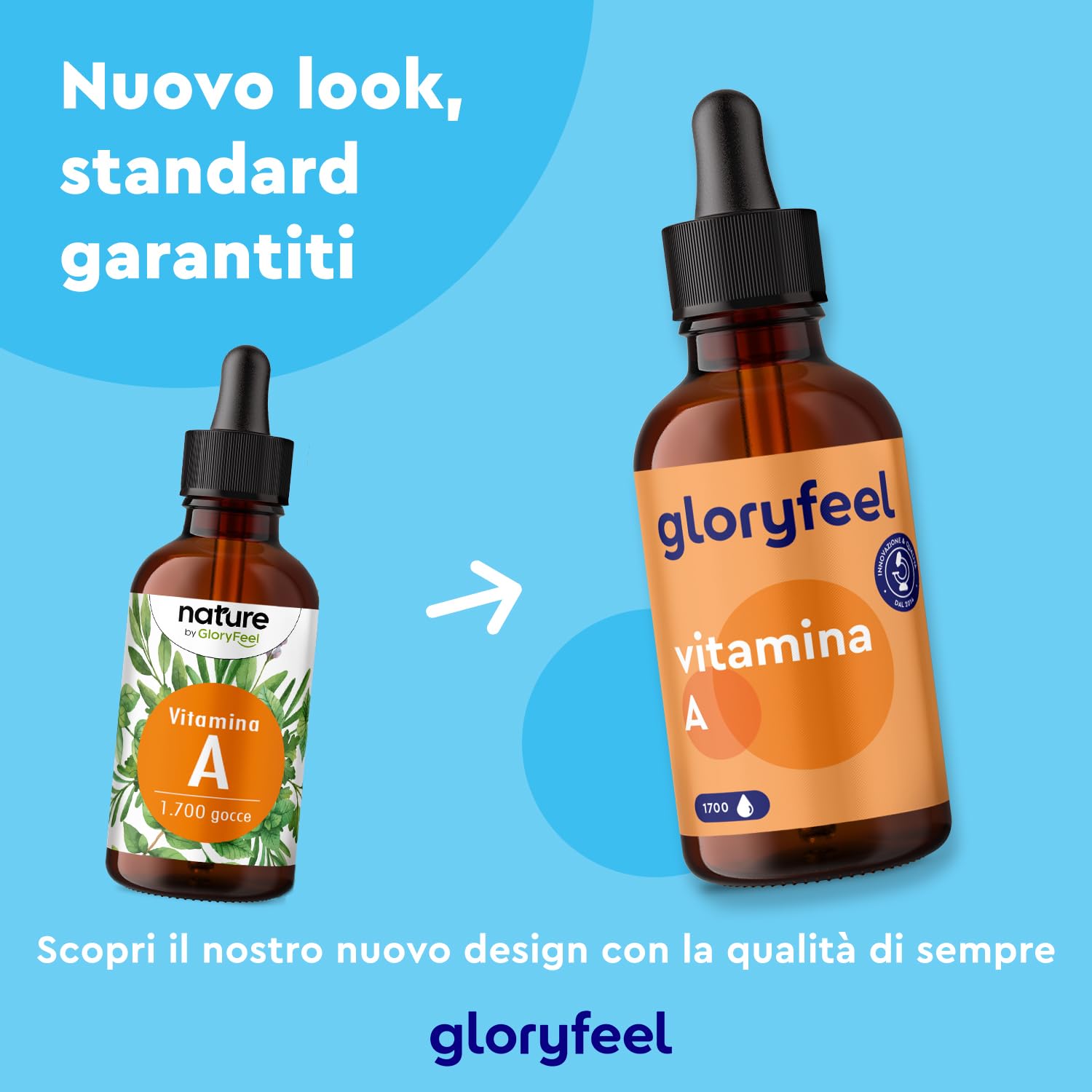 Vitamina A Gocce 3.333 UI 1.000µg, Integratore Vitamina A Pura 50 ml (1700 Gocce), Vitamina A da Palmitato di Retinile, Vitamina A Retinolo in Gocce in Olio TCM, Integratore Pelle & Vista Vit A