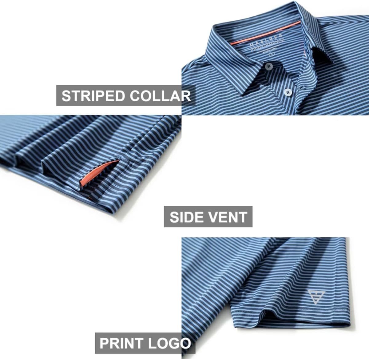 Boys Polo Shirts Short Sleeve Striped Performance Moisture Wicking Dry Fit Golf Shirts for Boys Youth Kids