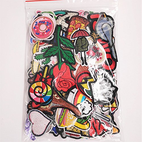 Dandan Diy Random 100Pcs Assorted Styles Embroidered Patch Sew On/Iron On Patch Applique Clothes Dress Plant Hat Jeans Sewing Flowers Applique Diy Accessory (100) #TOP4