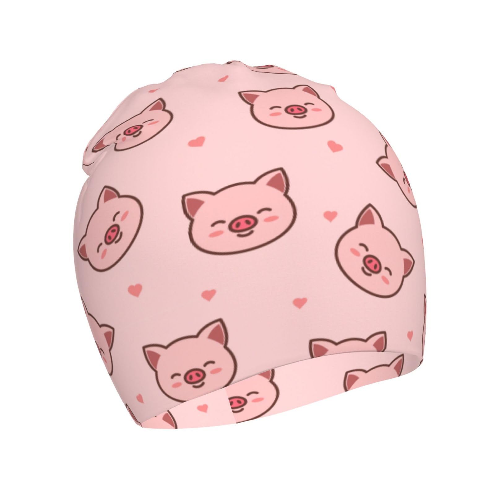 Cute Cartoon Pig Pattern Kids Beanie Hats Warm Knit Beanie Cap Skull Caps Gifts Decor for Boys Girls White