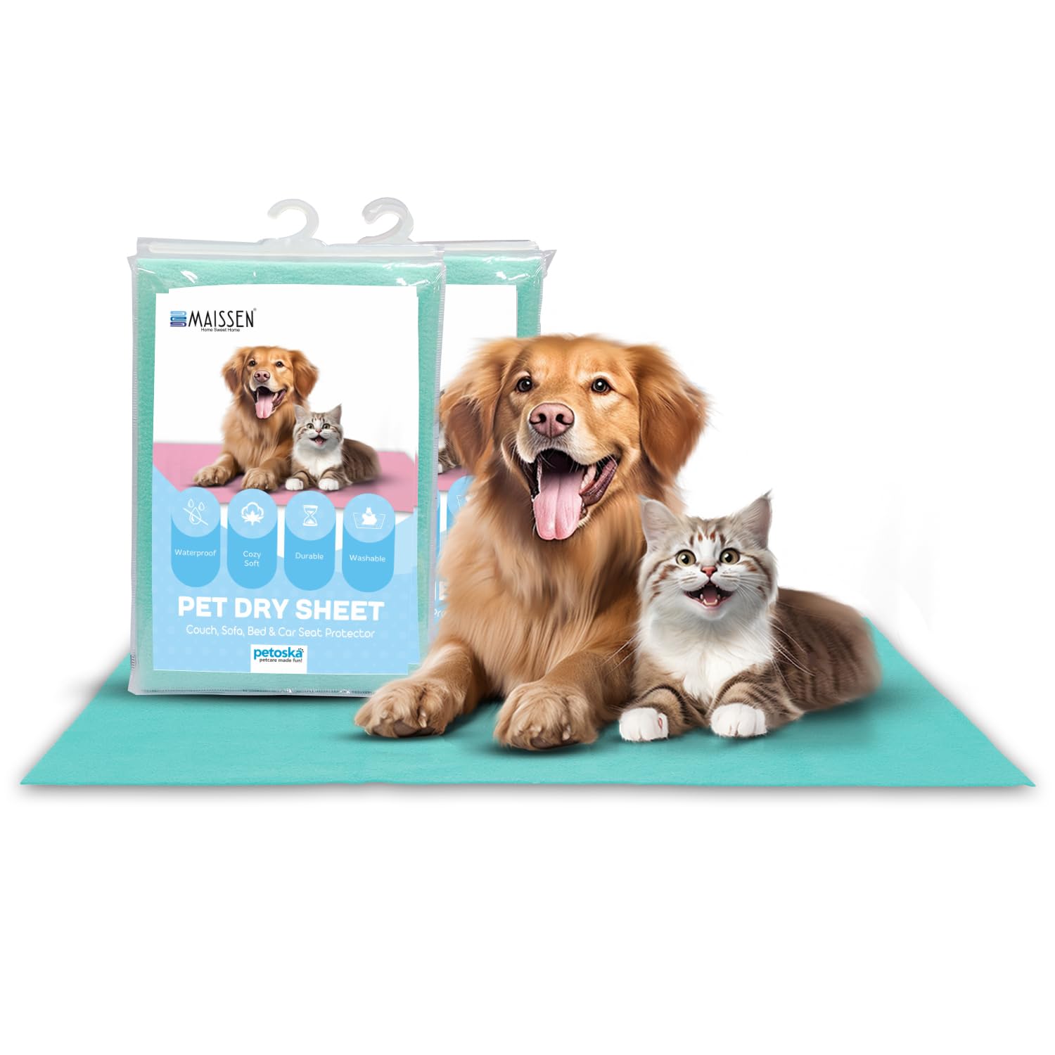 Maissen Pet Dry Sheet Medium- Green | Pack of 2 | Size- 100Cm X 70Cm | for All Pets | Waterproof Reusable Pee Pads for Dogs | Washable Pet Dry Sheet | Training Pads for Dogs | Odor Remover | Dog Mat (B0C6Q19RNS) Amazon Price History, Amazon Price Tracker