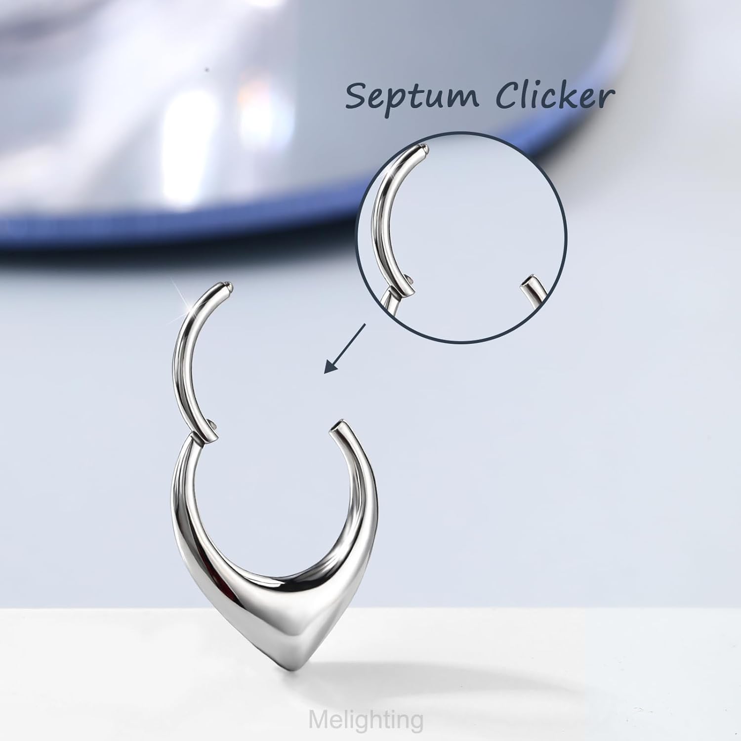 Melighting 16G Septum Ring Stainless Steel 316L Daith Piercing Jewelry 8/10 mm Helix Stud Septum Clicker for Women - Image 5