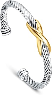 Jewel Bracelet Designer Brand Inspired Women Jewelry 4.5mm Thin Twisted Cable Wire Bangle Gem Stone Christmas Day Gift