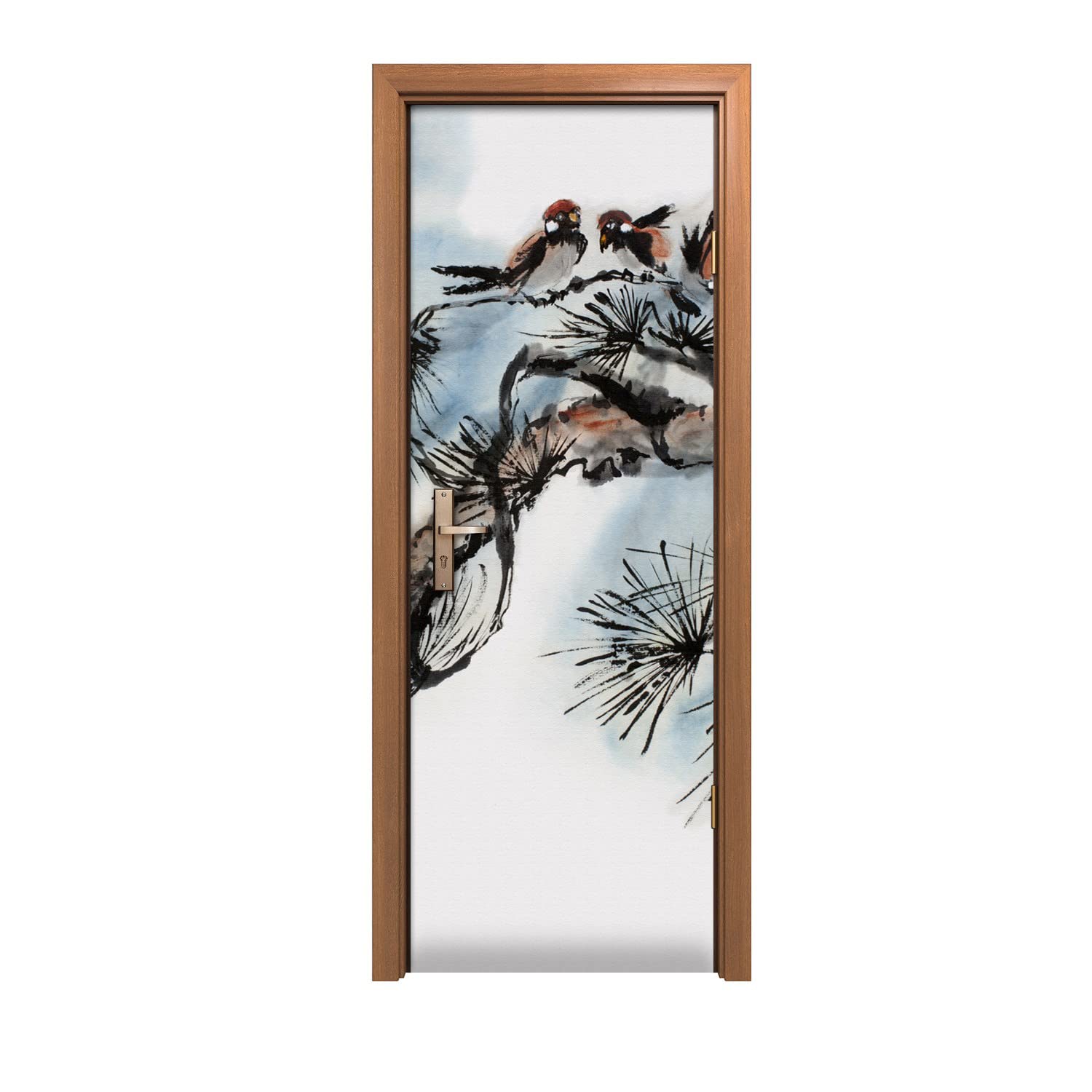 Décoration murale oiseaux : Poster de porte autocollant haut de gamme