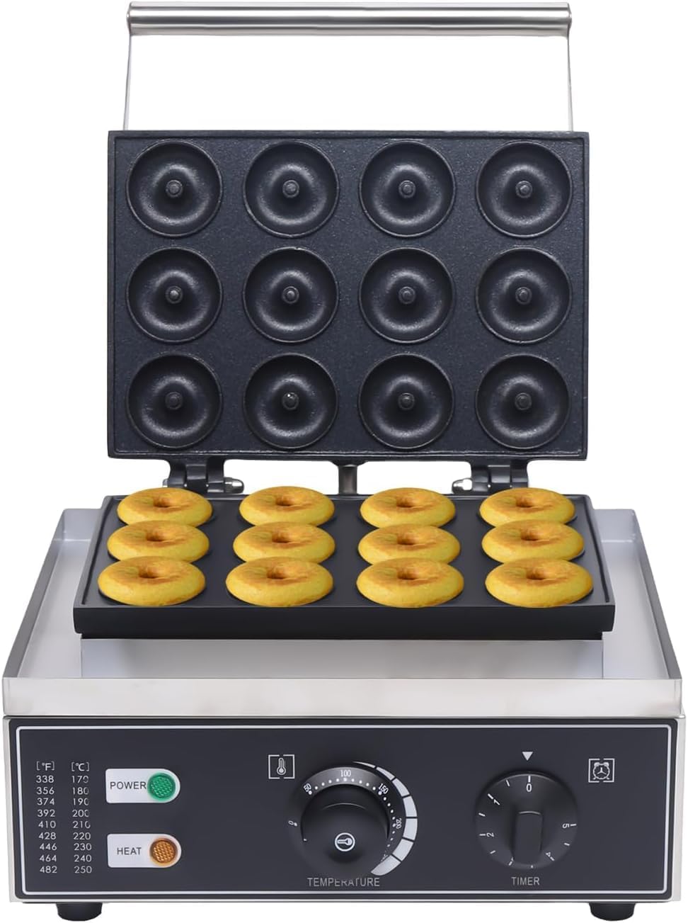 12 Compartment Electric Donut Maker Machine, 1550W Commercial Mini Doughnut Maker Nonstick, Breakfast Dessert Donut Machine for Home