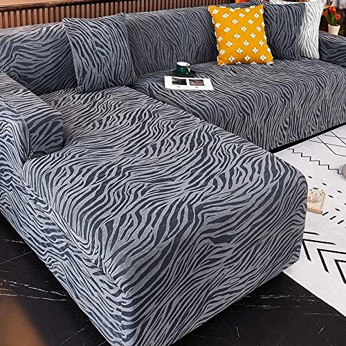 XTHY Funda De Sofá Chaise Longue Derecho/Izquierdo Seccionales Funda para Sofà Elastica En Forma De L Cubre Sofá Beige/Gris/Azul Oscuro para Perros Gatos Fundas Sofas 3 Y 2 Plazas Ajustables Cover