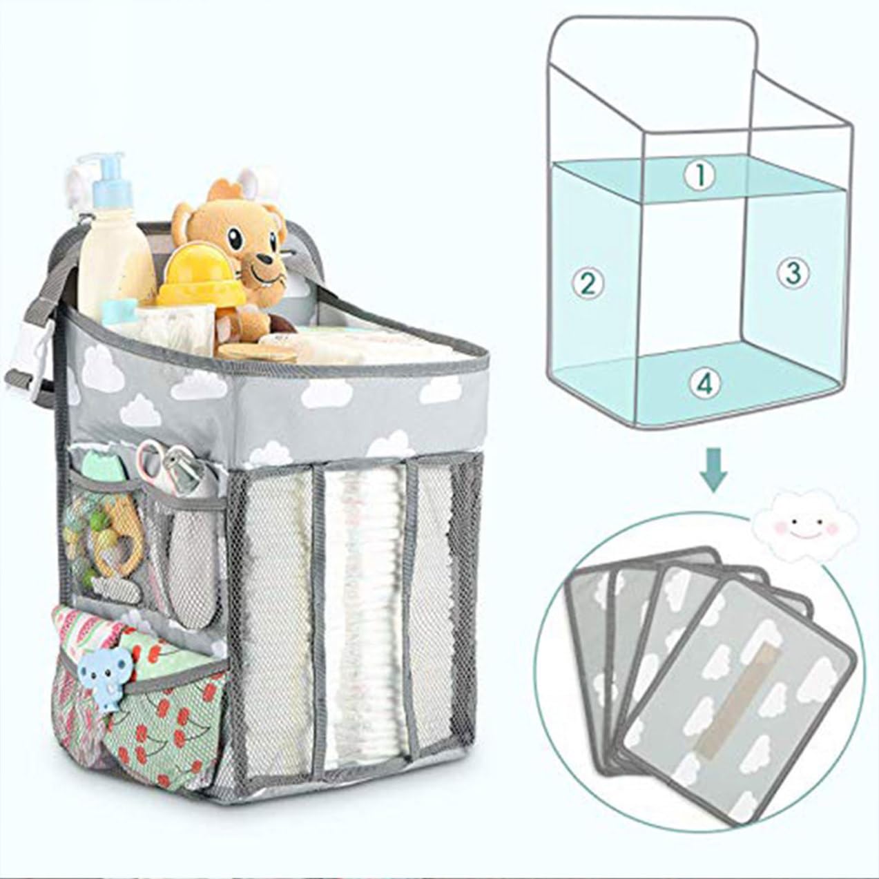 Organizador De Almacenamiento De Ropa Para Bebés Organizador De Almacenamiento De Ropa De Bebé Organizador Para Colgar Ropa Colgante Bolsa De Pañales Cuna Multifunción