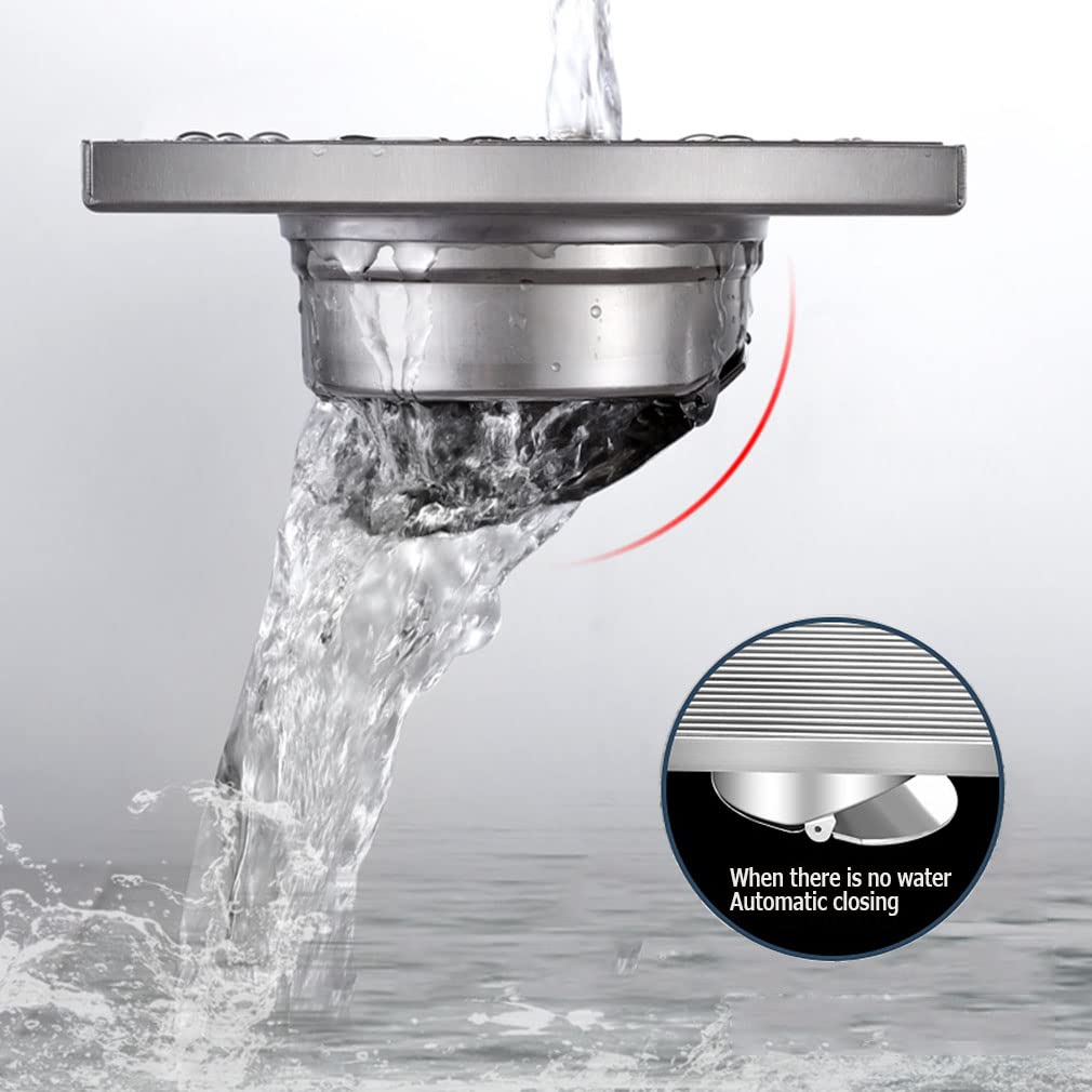 Bodenablauf Großes Kaliber Dusche Ablauf für Bad Quadratisch Ablaufdeckel Garten Duschablauf Garage Keller Ablaufgitter mit Sieb Filter für Küche, Waschraum, 10/12/15/20/30cm (20cm)