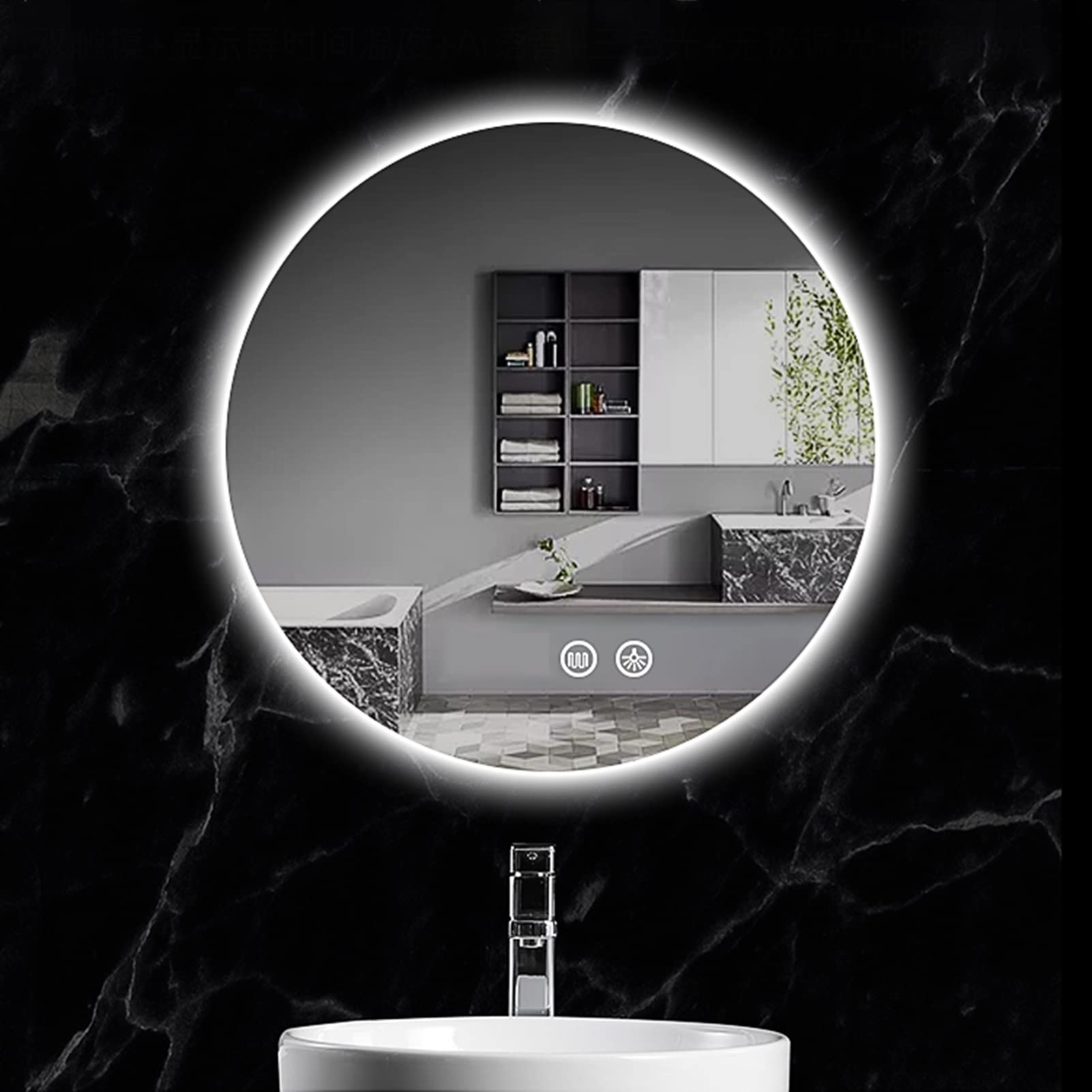 Miroir De Salle De Bain À LED Avec Lumières, Miroir Mural À Intensité Variable, Miroirs De Salle De Bain Modernes Pour Mur, Intensité Variable, Anti-buée, Incassable(Color:80cm (32in),Size:White light