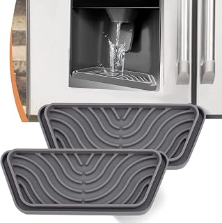 2 Pcs Refrigerator Drip Catcher Tray, Mini Fridge Drip Tray Protects Ice and Water Dispenser Pan, Fridge Spills Water Pad for Spills, Mineral Build-Up and Water Splatter (Rectangular,Grey)