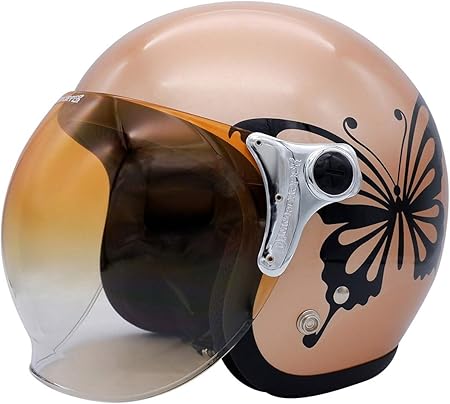 Amazon ダムトラックス Dammtrax バイクヘルメット ハーフ New チアーバタフライ Brown レディースサイズ 57cm 58cm 半帽 車 バイク