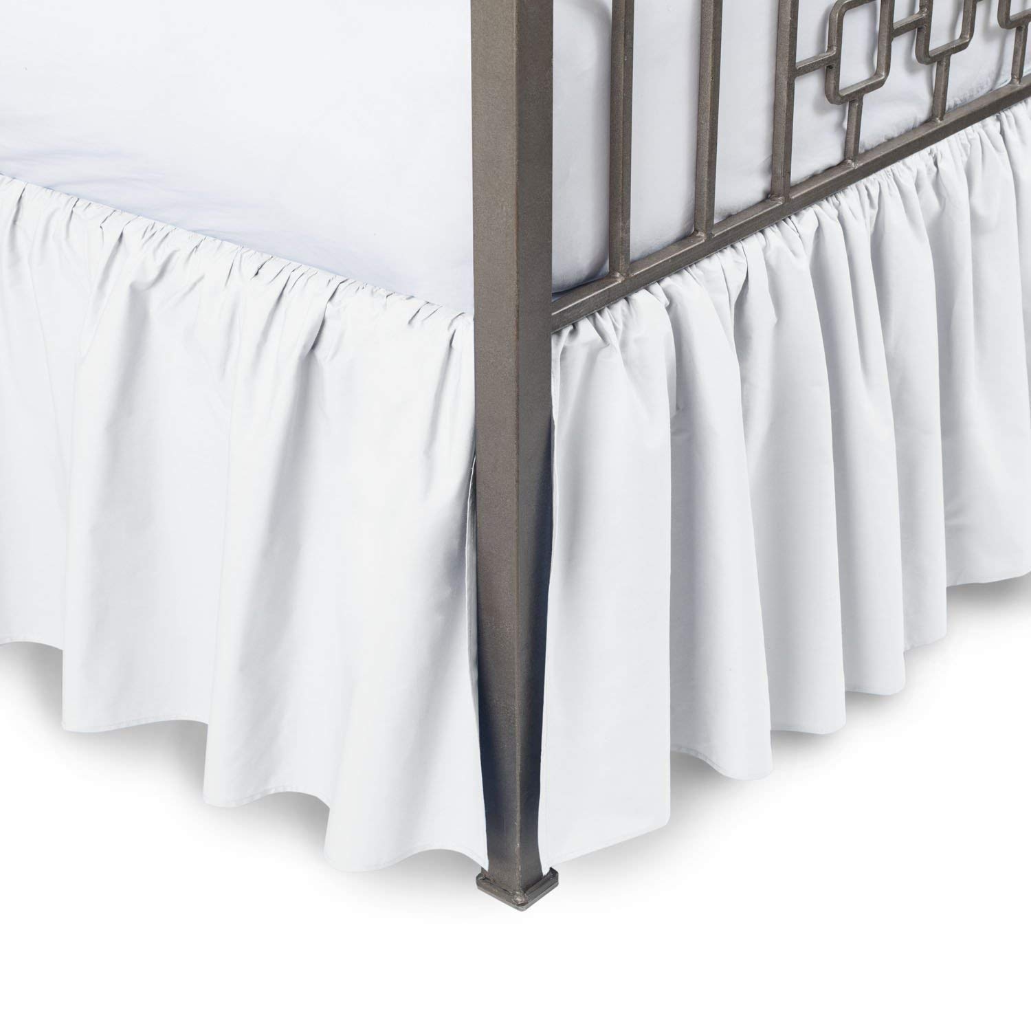 Scalasheets 800 Thread Count 24 Inched Drop Length Gathered Dust Ruffle Bed Skirt King White Solid 100% Egyptian Cotton