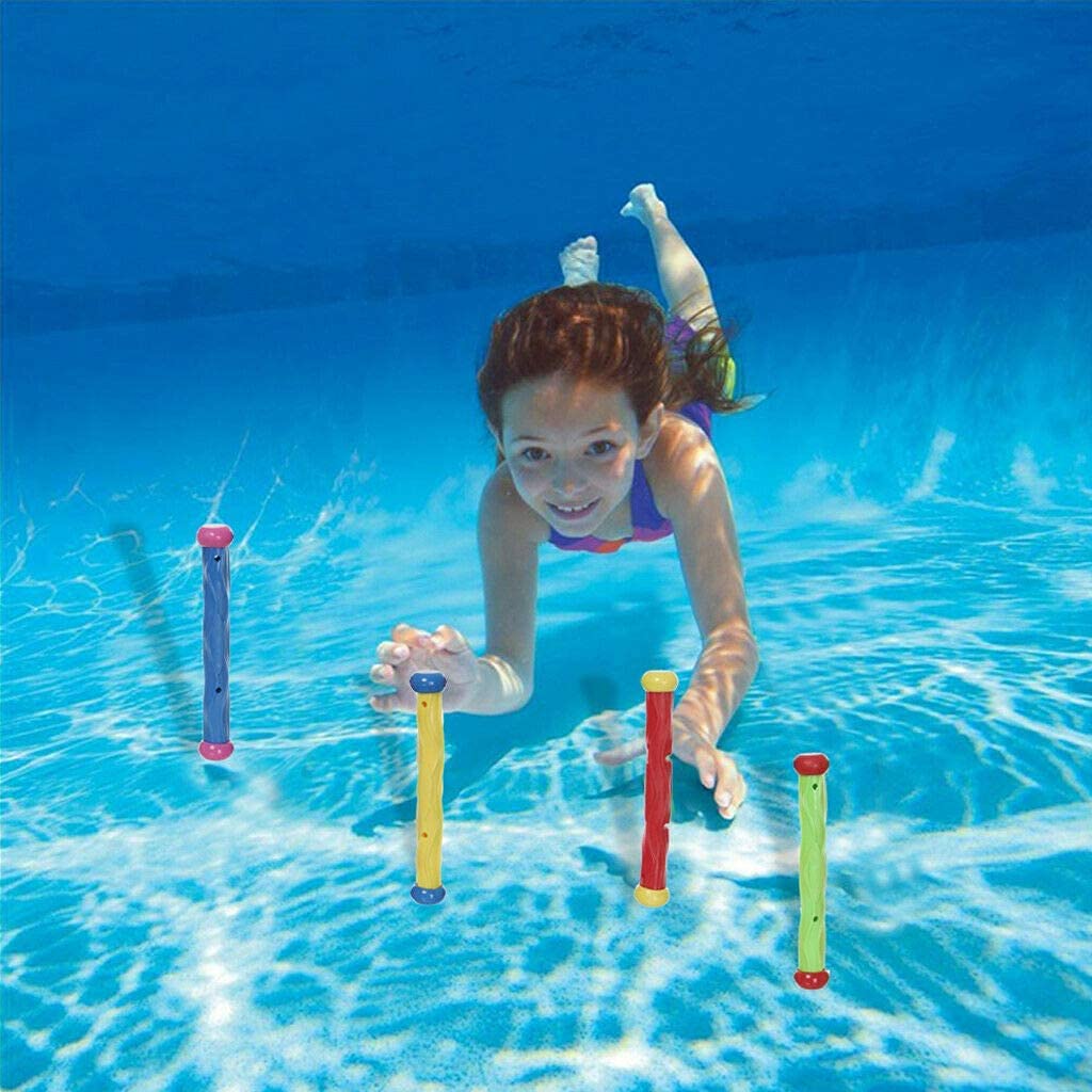 TOPWAYS – Ensemble De Jouets De Plongée Enfants – 5 Bâtons + 4 Requins Sous-Marins – Piscine/Bain – Dès 5 Ans