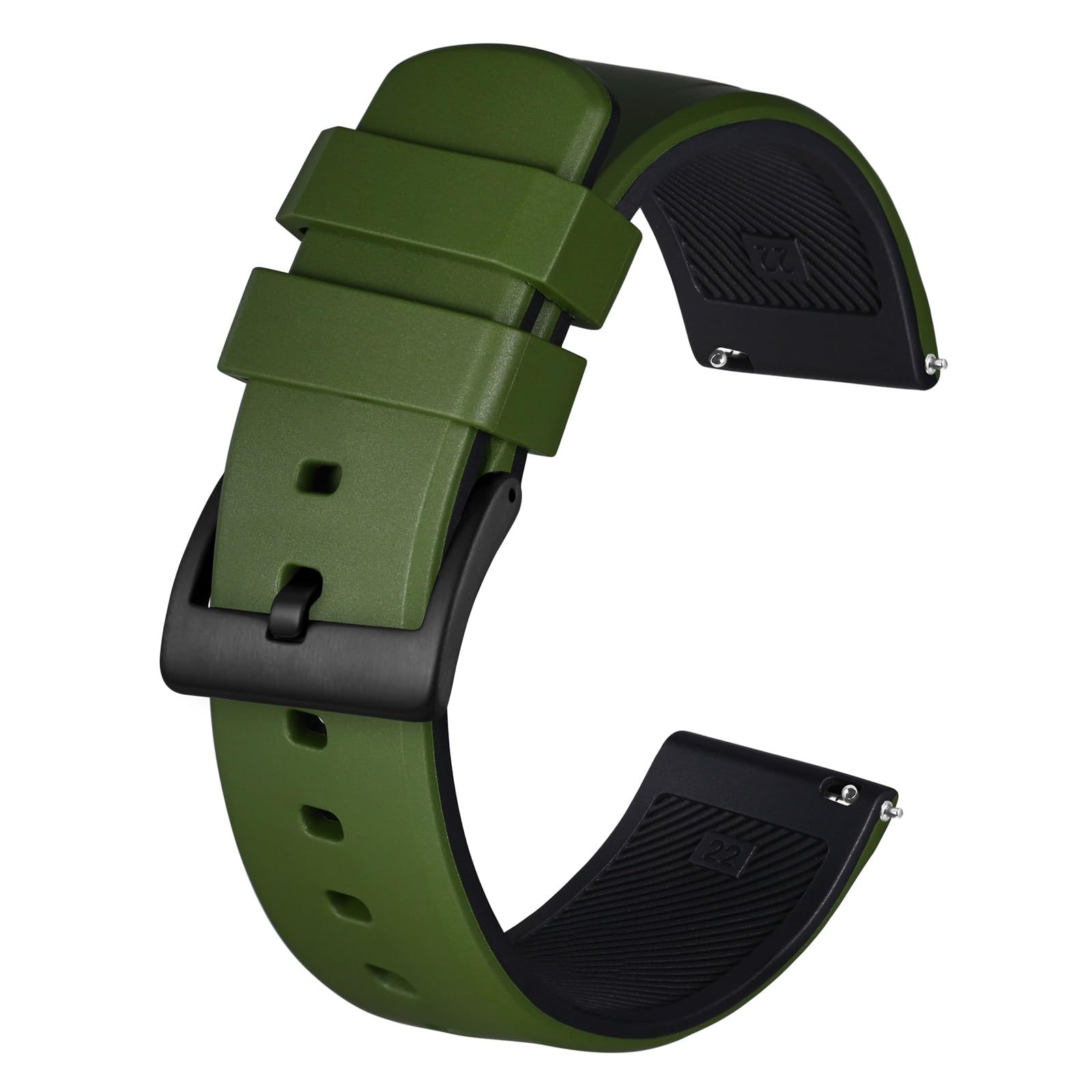 Correa de reloj de goma 22mm BISONSTRAP impermeable de dos tonos para hombre 7