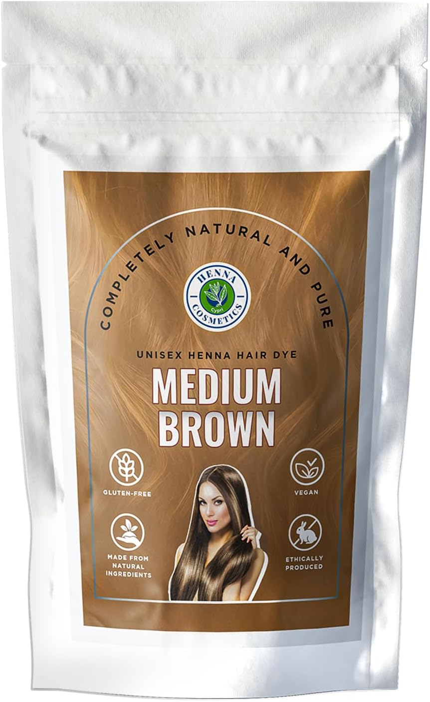 - Natural Henna Hair Color Dye, 100% Pure Henna Powder for Hair Growth Organic (Medium Brown, 100 Gr + Free 50 Gr.)