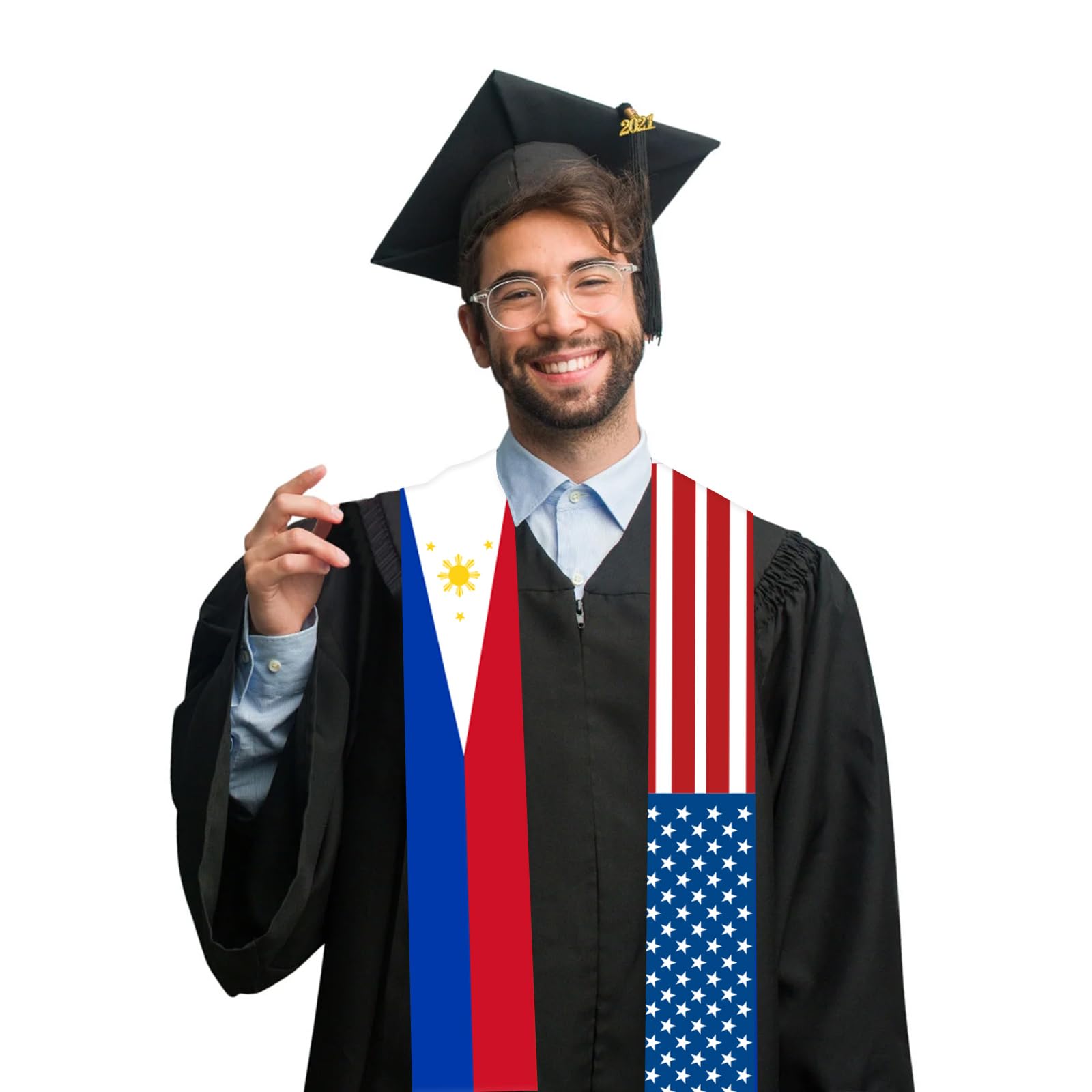 5x72 Inch Philippines National Graduation Stole Sash Unisex Adults Class of 2025 Graduation Stole