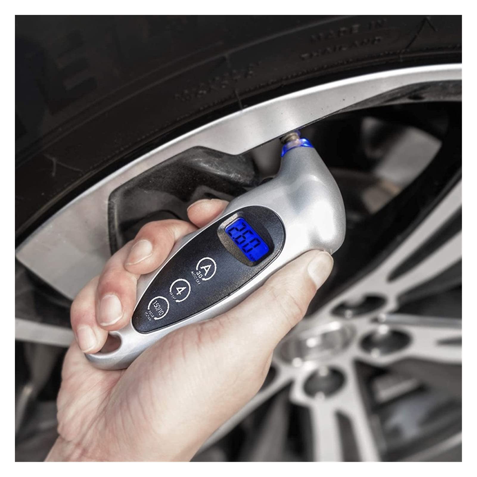 Sensore di pressione dei pneumatici Strumento per misuratore di pressione dei pneumatici digitale per auto Motocicletta Mini misuratore di pressione per pneumatici digitale Display LCD diagnostico (