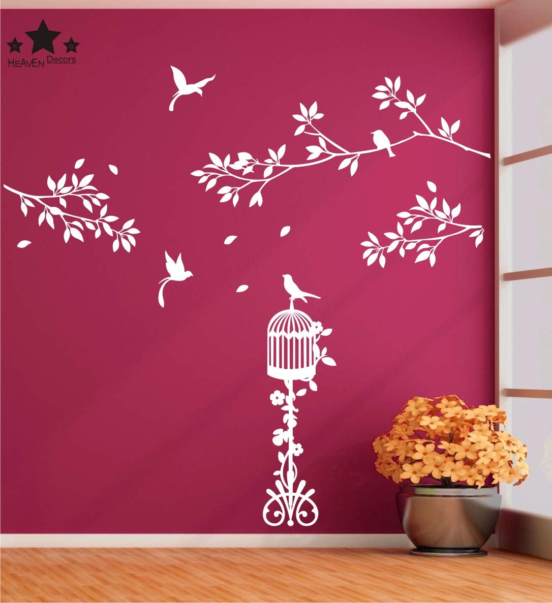 Heaven Decors Tree with Birds Cage Wall Sticker (PVC Vinyl, Ideal Size on Wall 124 cm x 117 cm) White (B0846PV5YM) Amazon Price History, Amazon Price Tracker