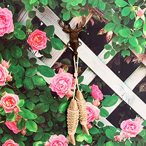 Rustic Heavy Duty Cast Iron Decorative Deer Wall Hooks Deer Antler Key Hat Holder Hanging Towel Key Coat Hook Rack Durable Iron Hanger Living Room Bathroom Room Kitchen Farmhouse Wall Decoration #TOP6