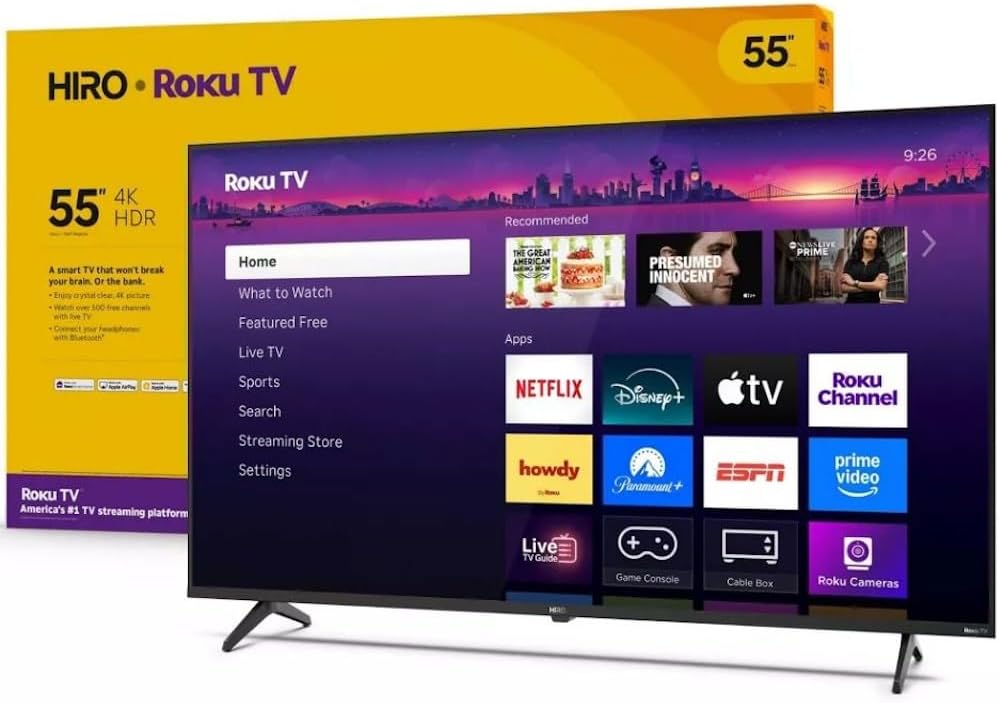 Roku Hiro TV 55″ 4K HDR10 Smart TV Flat Screen...