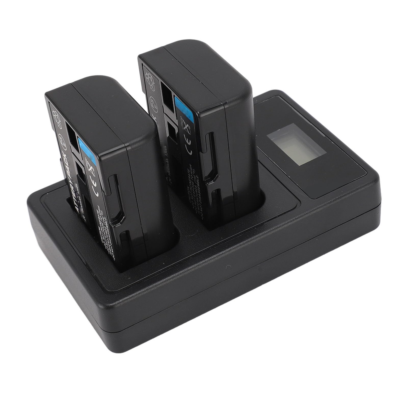 Batteria per Fotocamera da 2 Pacchi da 1800 MAh con Doppio Caricatore USB, Display LCD, Materiale ABS, Base di Ricarica per Videocamera o Fotocamera Equivalente NP FM50 di Tipo M