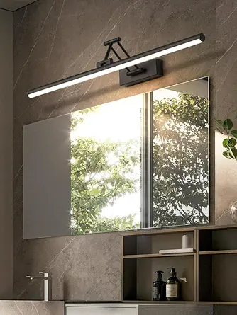 Sirius 12W Modern Electroplated Brass 20 Inch Black Mirror/Vanity/Picture Light - Tricolour (Warm White + White + Neutral White) (Black)