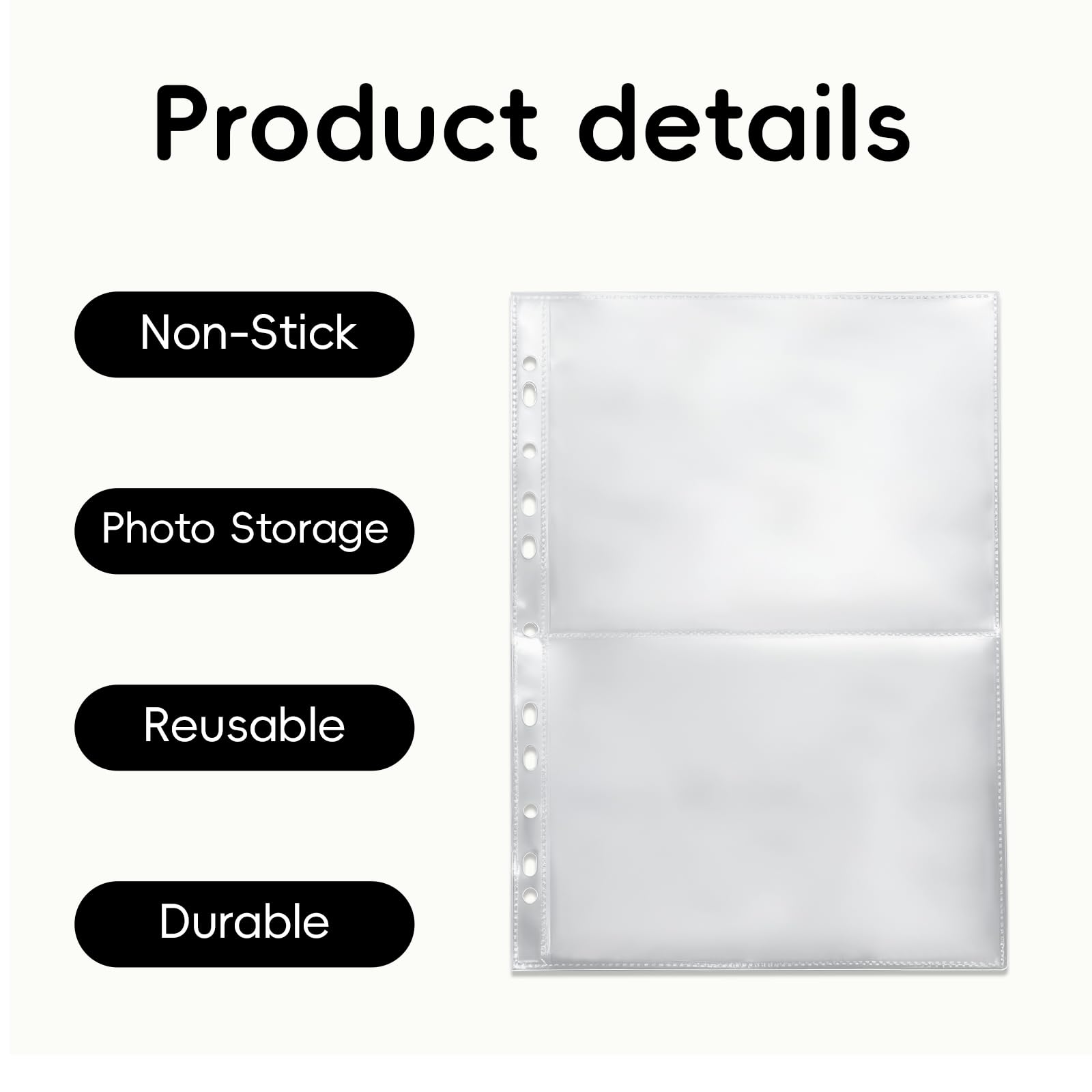 50 custodie protettive per foto in formato A4, con 200 scomparti, trasparenti per foto, per raccoglitori a 2/3/4, con 2 scomparti per album fotografici, cartoline (219 x 152 mm)